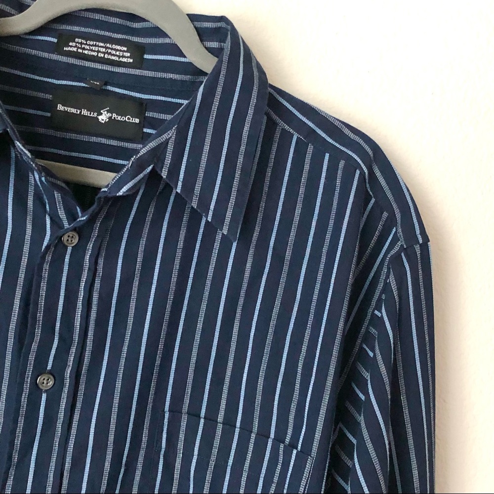 CLOSEOUT \Beverly Hills Polo Club\• Men’s Striped Dress Shirt - Picture 2 of 15
